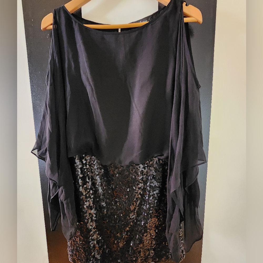 Guess by Marciano. Black Sequined dress. Slit back. Size small.